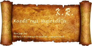 Kozányi Ruszlán névjegykártya